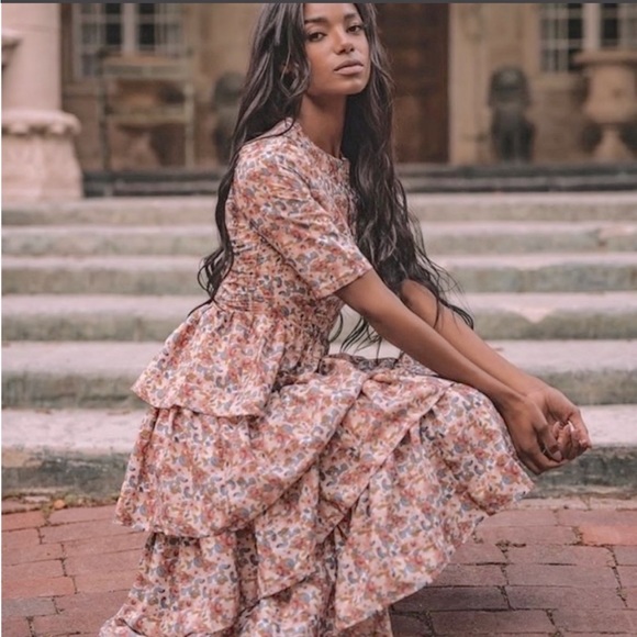 JessaKae Dresses & Skirts - JessaKae Pink Eiffel Dress Tiered Midi Dress Floral Midi Dress